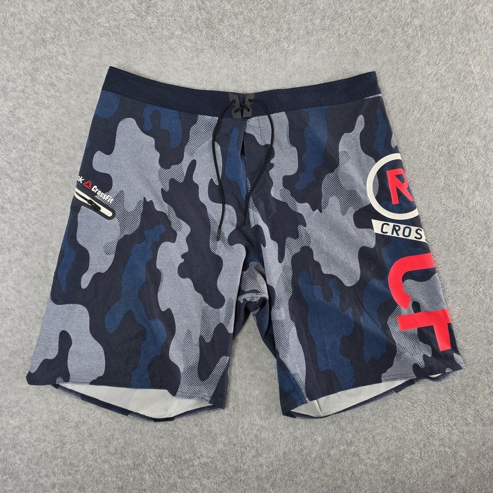 Reebok CrossFit Men's Shorts 36 Camo Board‎ Shorts RCF Blue Grey Gym Training